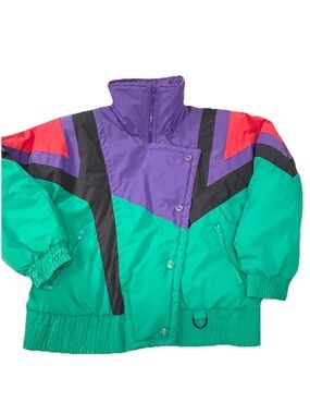Vintage 80s 90s Andy Johns Ski Jacket Men’s Small Green Colorblock